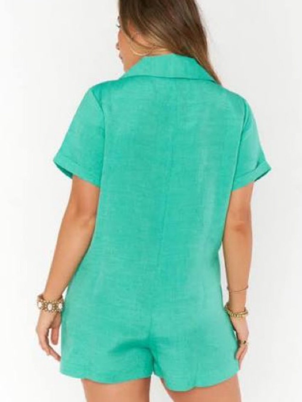 SHOW ME YOUR MUMU Bicoastal Blazer Romper in Linen Blend Seafoam Size Medium - Picture 4 of 13
